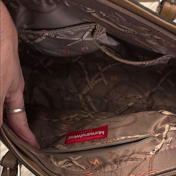 Montana West Concealed Carry Brown Tote Bag with Textured Finish - Picture 4 of 12